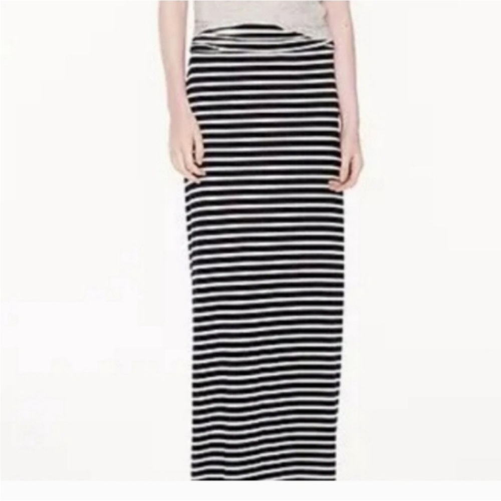 J. Crew maxi skirt XS Jersey knit black white stripes soft modal long
